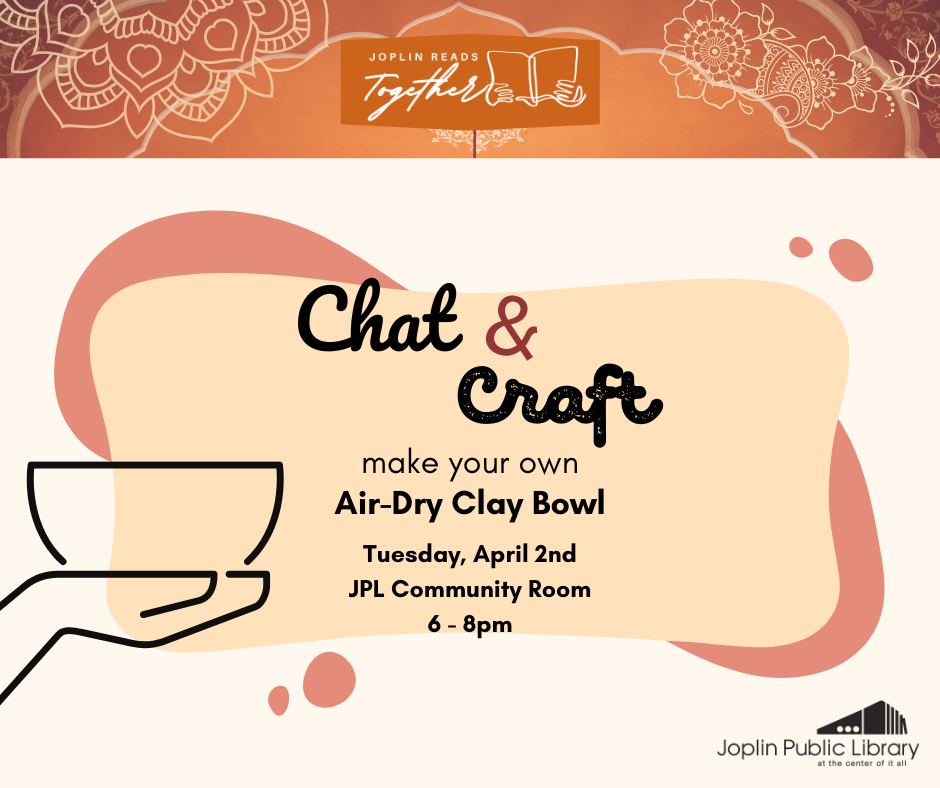 Graphic of hand holding bowl with colorful shapes underneath. Event details on top.