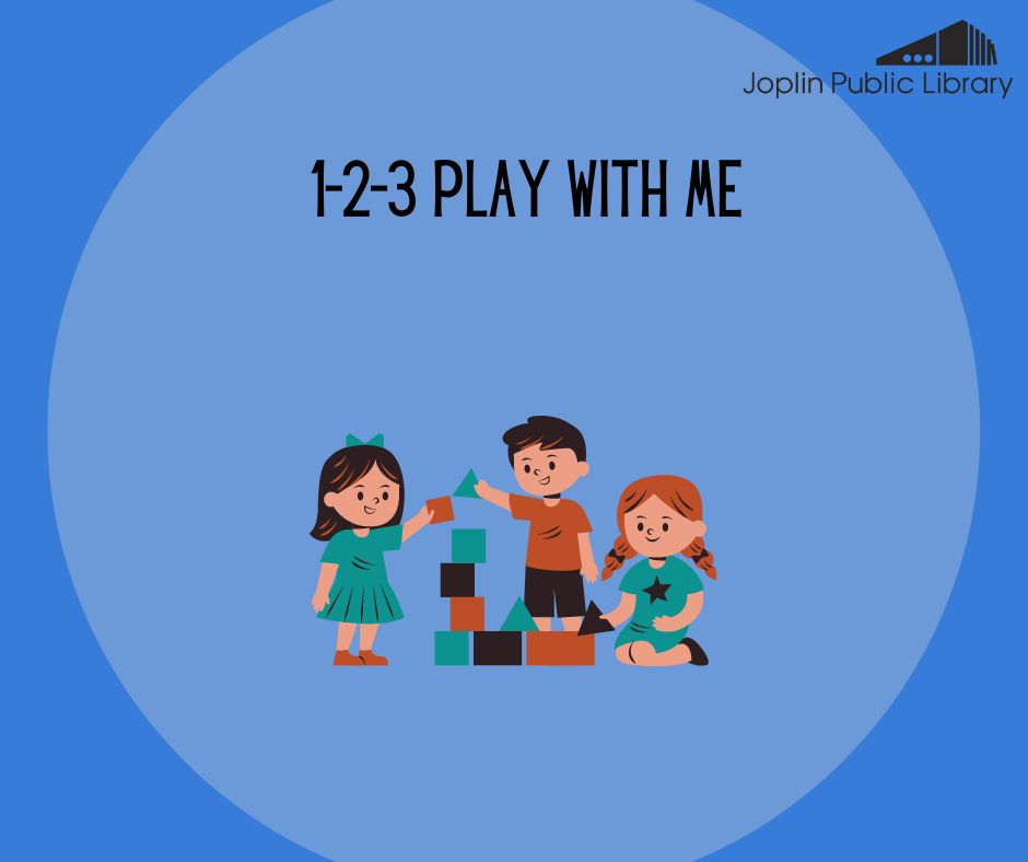 An illustration of a group of kids playing with blacks with "123 play with me" written above in black text