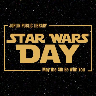 Black background with stars, yellow/gold "Star Wars Day" text
