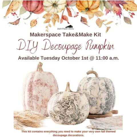 Makerspace Take & Make : DIY Decoupage Pumpkins