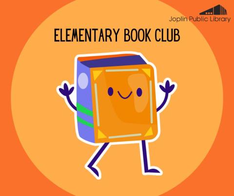 An illustration of an orange book with eyes, a smile, arms, and legs. 