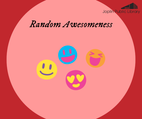 Four smile emojis on a red background with the text "Random Awesomeness" and the library logo