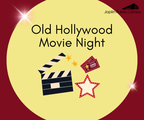 Yellow and red background, graphics of movie items in the middle, event title above.