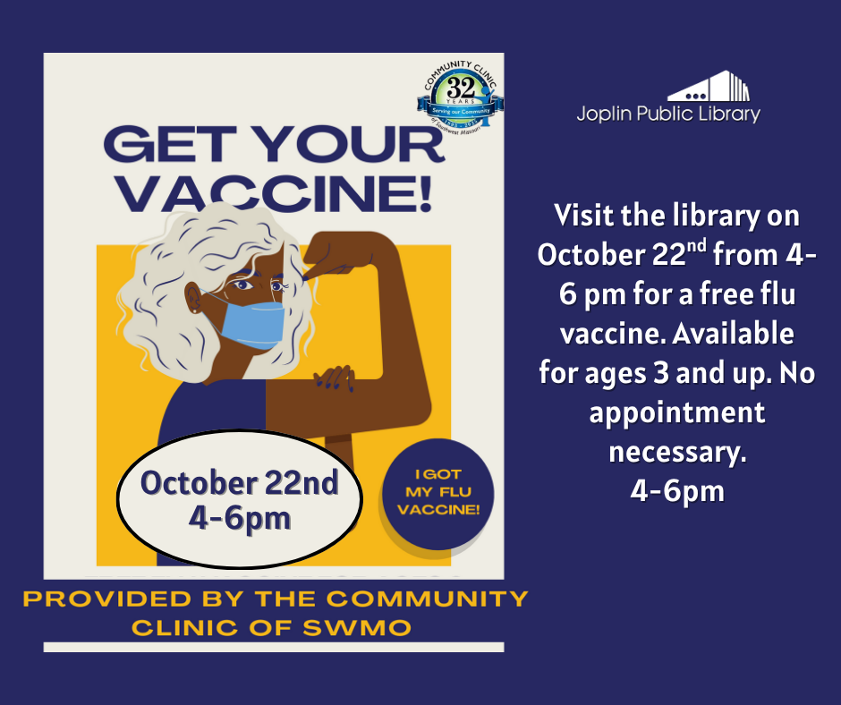 Navy blue background, image of woman in mask flexing muscle, event description on the side.