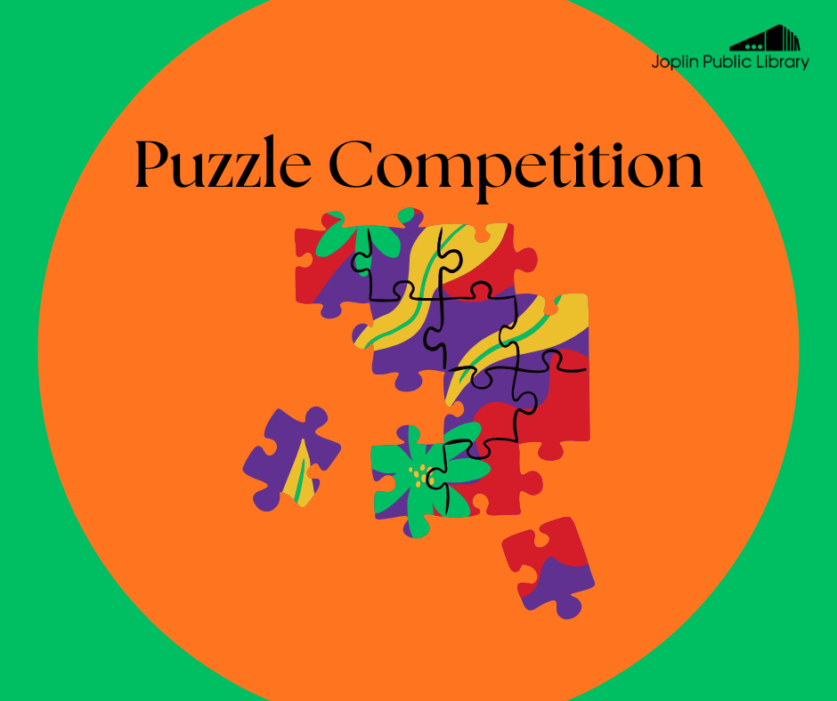 Green and orange background with puzzle graphic in the middle, event name above.